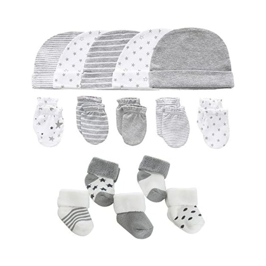 Baby Caps Mittens and Thick Warm Socks Cotton Newborn Essentials Accessories (Hats+Gloves+Terry Socks),0-6 Months