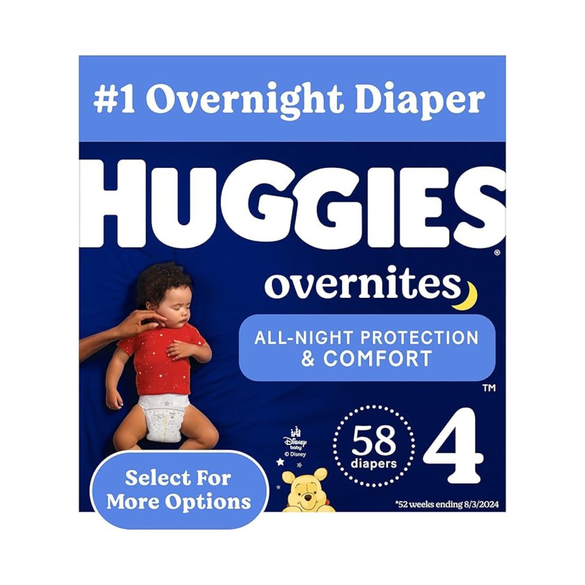 Huggies Size 4 Overnites Baby Diapers: Overnight Diapers, Size 4 (22-37 lbs), 52 Ct