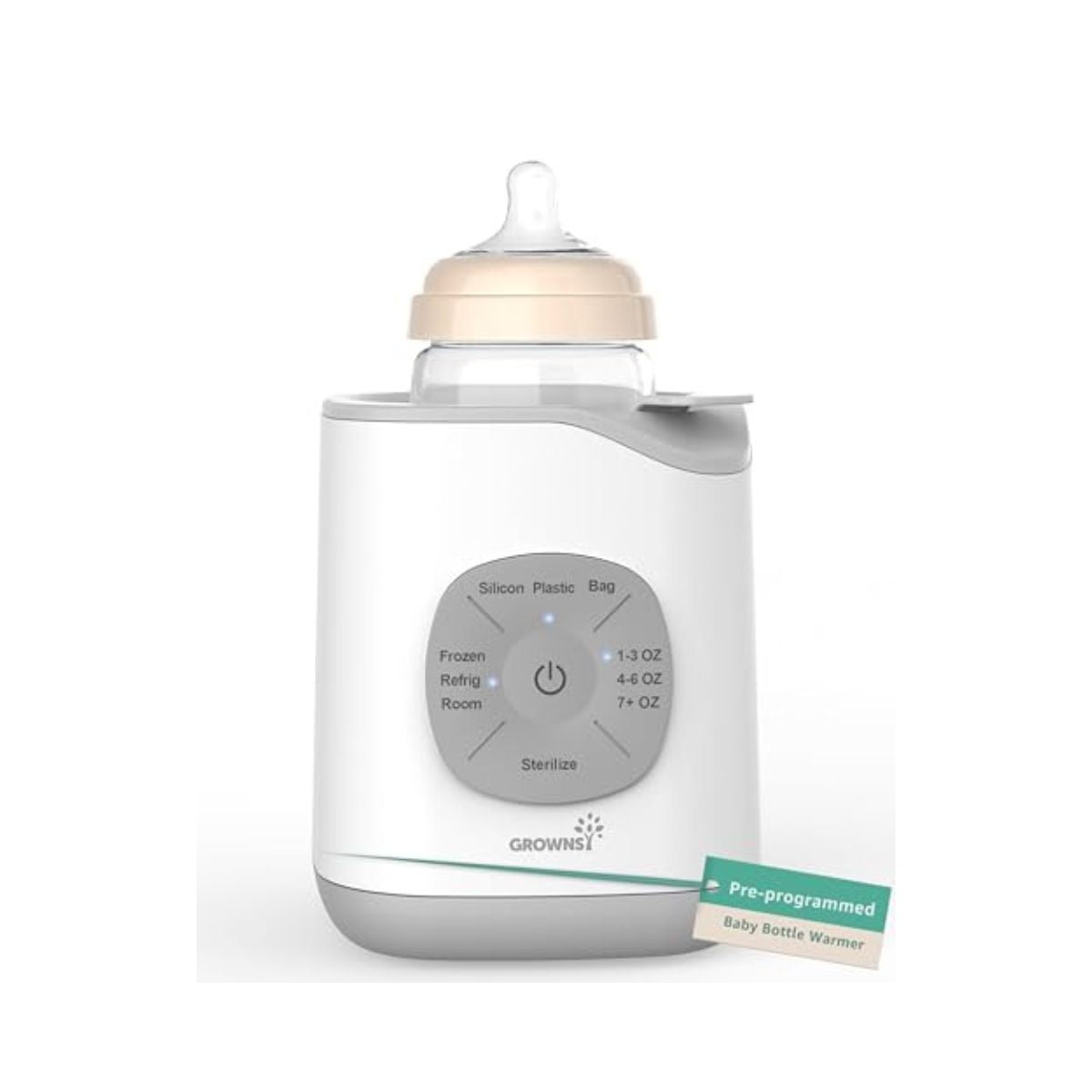 GROWNSY Bottle Warmer, Baby Bottle Warmer Fast for Breastmilk & Formula, Accurate Temperature Control, Milk Warmer for All Bottles with Thaw, Sterilizing, Keep Warm, Heat Food