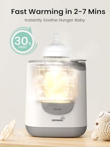 GROWNSY Bottle Warmer, Baby Bottle Warmer Fast for Breastmilk & Formula, Accurate Temperature Control, Milk Warmer for All Bottles with Thaw, Sterilizing, Keep Warm, Heat Food