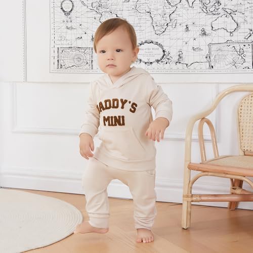 Toddler Baby Boy Clothes Fall Winter Outfits Embroidery Daddy's Mini Hoodie Sweatshirt & Joggers Pant Set