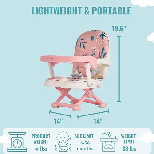 Munch N Go Booster Seat for Dining Table, Lightweight Compact Fold Travel Booster Seat, 3-in-1 Convertible, Four Level Height Adjustment and Easy Tray Removal