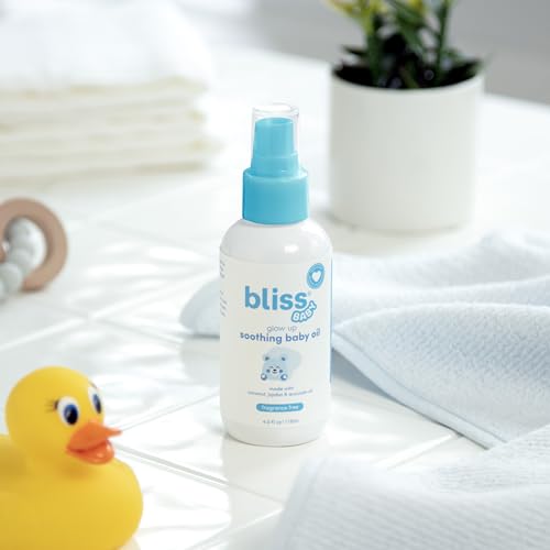 Bliss Baby Soothing Baby Oil, All Natural, Fragrance Free & Vegan, Made with Organic Avocado Oil & Other Plant-Based Ingredients, Dermatologist Tested, Hydrating Baby Massage Oil, 4 fl. Oz.