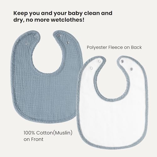 Konssy Muslin Baby Bibs 8 Pack Baby Bandana Drool Bibs Cotton for Unisex Boys Girls, 8 Solid Colors Set for Teething Drooling