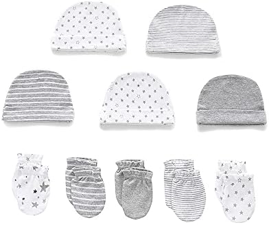 Baby Caps Mittens and Thick Warm Socks Cotton Newborn Essentials Accessories (Hats+Gloves+Terry Socks),0-6 Months