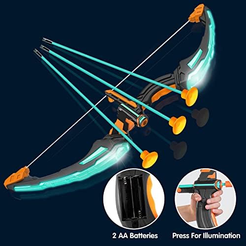 JOYIN Kids Bow and Arrow Set, LED Light Up Archery Toy Set with 9 Suction Cup Arrows, Target & Arrow Case, Indoor and Outdoor Hunting Play Gift Toys for Kids, Boys & Girls Ages 6-12