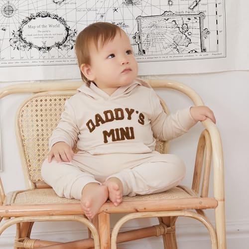 Toddler Baby Boy Clothes Fall Winter Outfits Embroidery Daddy's Mini Hoodie Sweatshirt & Joggers Pant Set