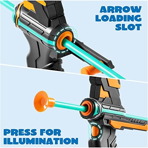 JOYIN Kids Bow and Arrow Set, LED Light Up Archery Toy Set with 9 Suction Cup Arrows, Target & Arrow Case, Indoor and Outdoor Hunting Play Gift Toys for Kids, Boys & Girls Ages 6-12