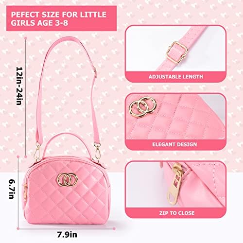 Little Girls Purse, Toddler Girl Toys for 3 4 5 6 Year Old, Kids Purses with Accessories, Pretend Play Handbag and Princess Kit, Pink Toy Valentines for 3-5 4-6