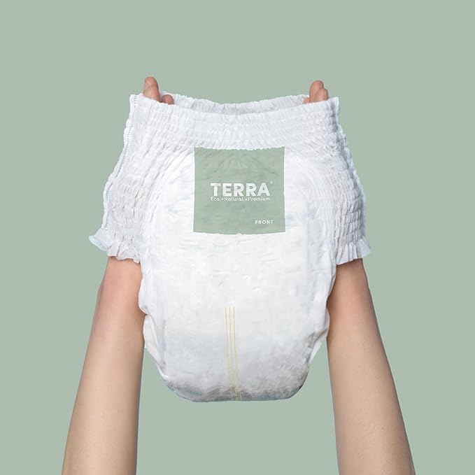 Terra Size 5 Training Pants– 85% Plant Based Pull-Up Style Diapers, Ultra-Soft & Chemical-Free for Sensitive Skin, Superior Absorbency, Perfect Overnight Diapers, for Toddlers 28-39 Pounds, 14 Count